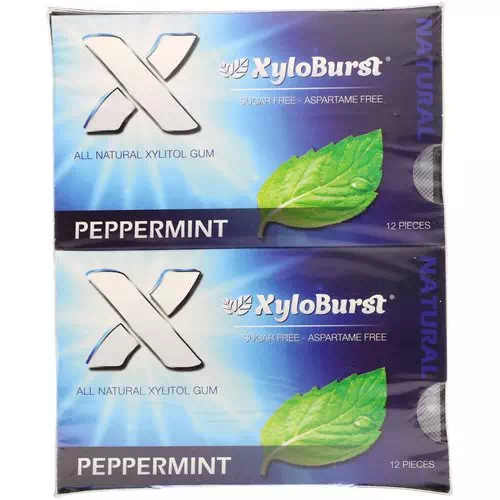 Xyloburst, All Natural Xylitol Gum, Peppermint, 12 Packs, 12 Pieces per Pack Review