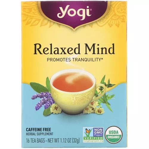Yogi Tea, Organic Relaxed Mind, Caffeine Free, 16 Tea Bags, 1.12 oz (32 g) Review