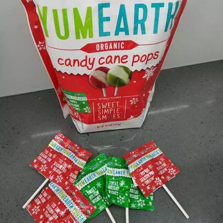 YumEarth, Organic, Candy Cane Pops, Wild Peppermint, 40 Pops, 8.73 oz (247.6 g) Review