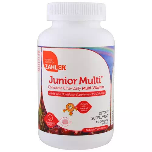 Zahler, Junior Multi, Complete One-Daily Multi-Vitamin, Natural Cherry Flavor, 180 Chewable Tablets Review