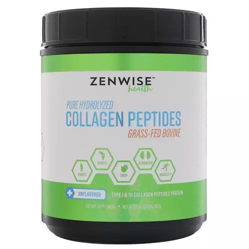 Zenwise Health, Pure Hydrolyzed Collagen Peptides, Grass-Fed Bovine, Unflavored, 1.25 lbs (567 g) Review
